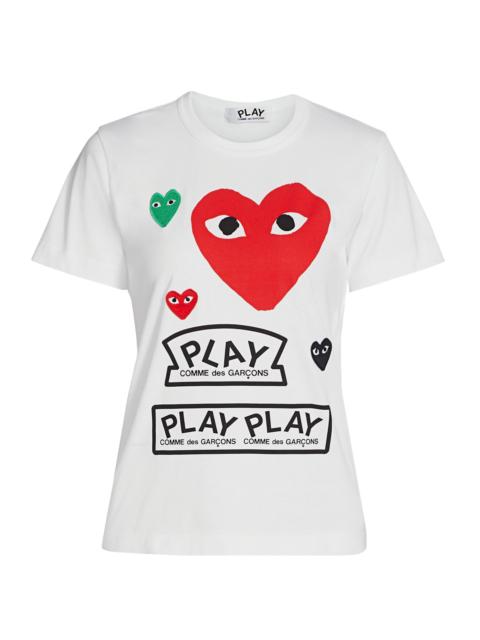 Comme des Garçons PLAY 멀티 로고 T 셔츠