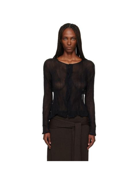ISSEY MIYAKE Black Chiffon Twist Cardigan