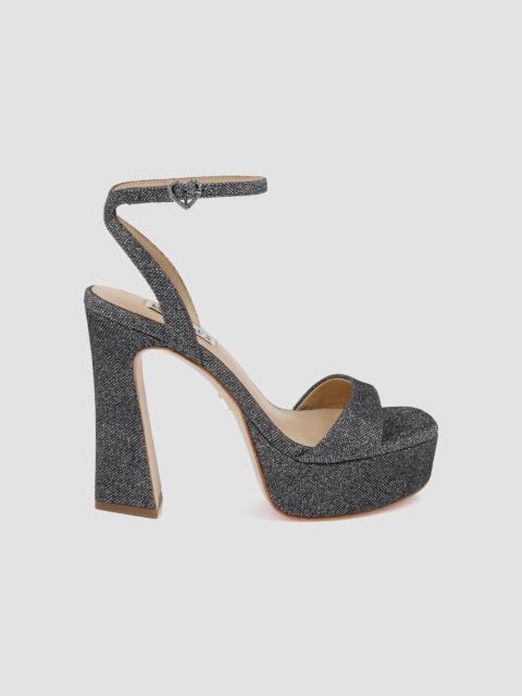 BADGLEY MISCHKA Women's Caia 125MM Glitter Platform Sandals - Pewter Glitter
