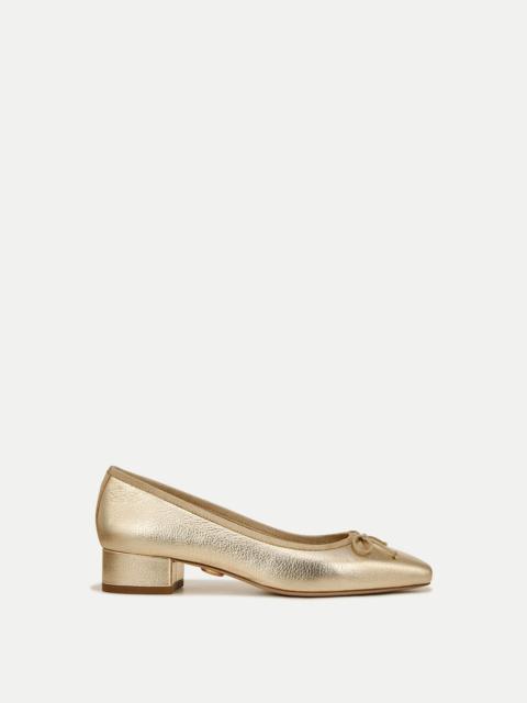 VERONICA BEARD CECILE METALLIC LEATHER BALLET PUMP