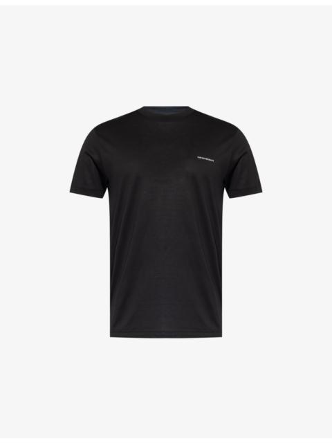EMPORIO ARMANI Brand-print short-sleeve woven-blend T-shirt