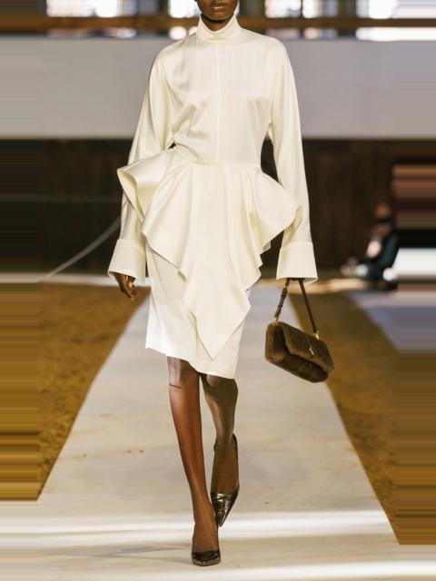 Stella McCartney Satin Peplum Midi Dress off-white