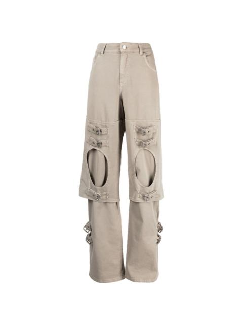 buckle-detailed wide leg trousers