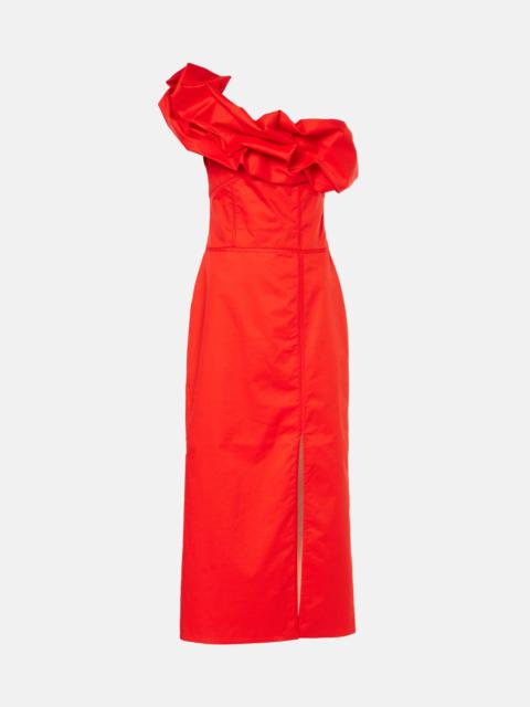 Johanna Ortiz Ruffled one-shoulder poplin gown