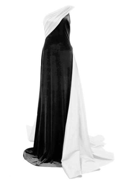 TADASHI SHOJI Women's One-Shoulder Crepe Taffeta Gown - Black White