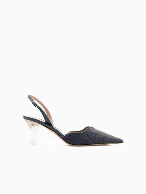 GIORGIO ARMANI Patent leather and rhinestone slingbacks