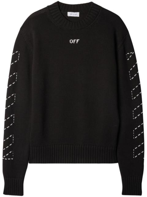 Off-White OFF-WHITE MEN Stitch Arrows Diag Knit Crewneck Sweatshirt Black White