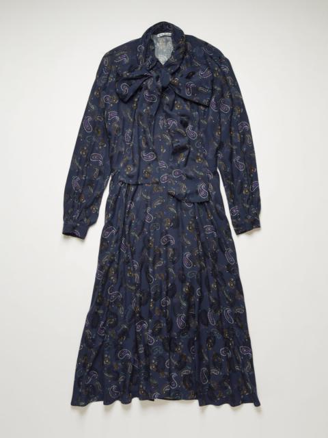 Acne Studios Paisley print tie-neck dress black/purple