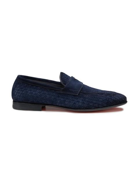 Men's blue woven suede Carlo penny loafer