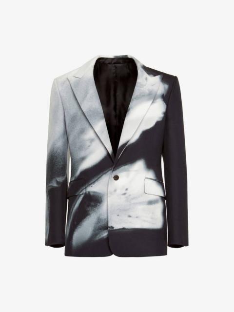 Alexander McQueen Men's Luminous Flower Single-breasted Jacket in Black/white