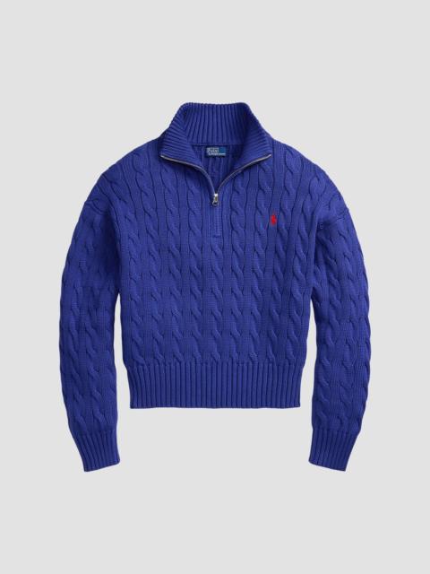 Polo Ralph Lauren Women's Cable-Knit Cotton Quarter-Zip Sweater - Charter Blue