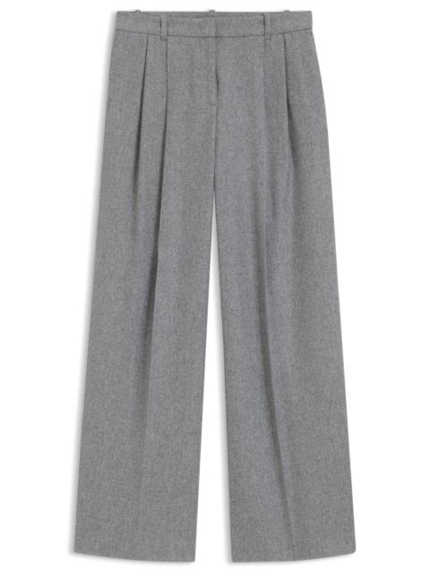 BOSS WIDE-LEG PANTS IN MELANGE FLANNEL WITH FRONT PLEATS