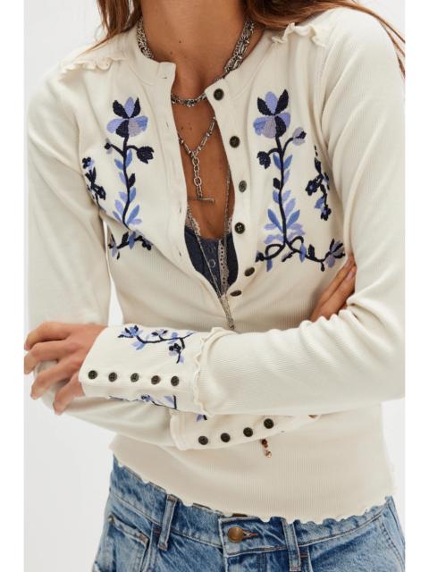 FREE PEOPLE Fleur Embroidered Cuff Henley