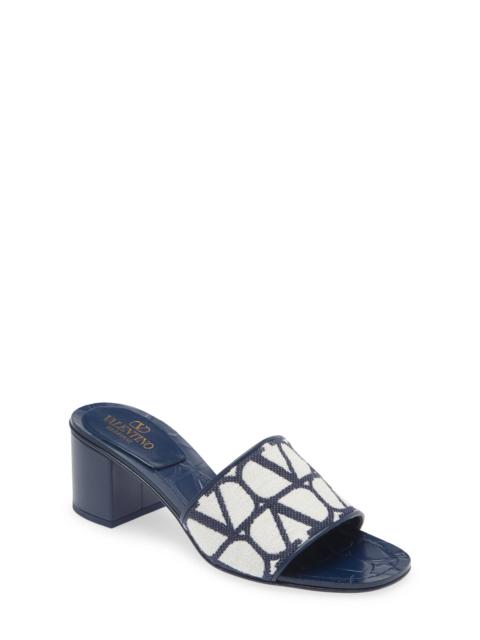 VLOGO Toile Slide Sandal in White/Blue