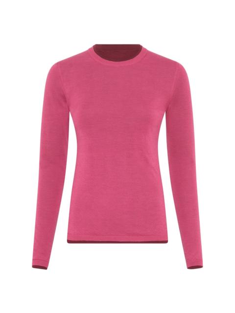 GABRIELA HEARST Leif Reversible Knit Sweater in Bordeaux & Fuchsia Cashmere Silk