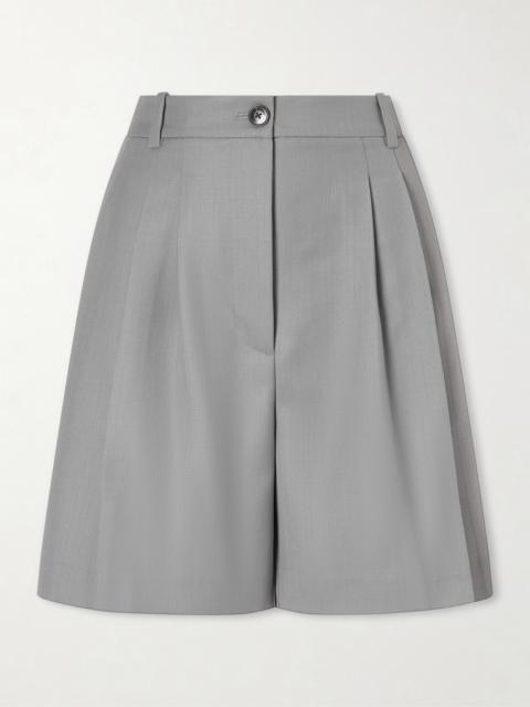 ANINE BING Brice Pleated Wool-blend Shorts