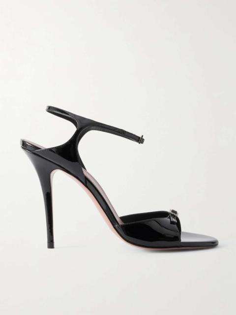 Amina Muaddi Adut crystal-embellished buckled patent-leather sandals Black