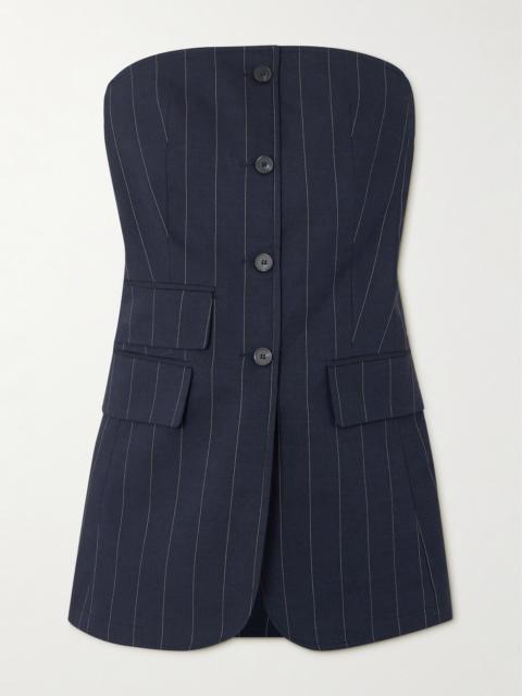 The Frankie Shop Sunny Strapless Striped Twill Vest