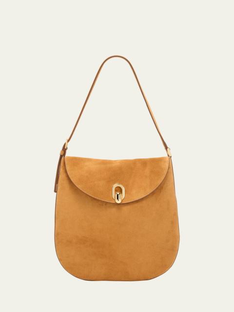 Tondo Large Suede Hobo Bag