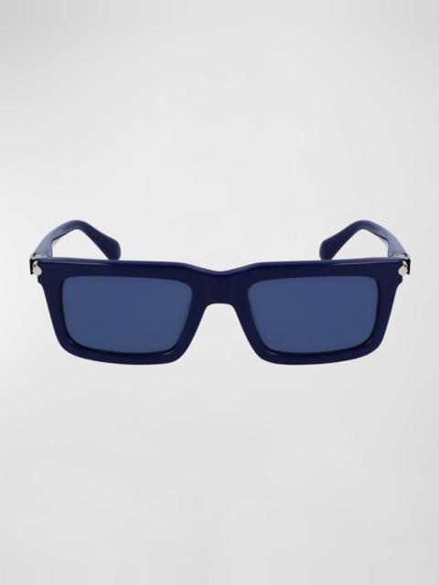 FERRAGAMO Men's Prisma Modified Acetate Rectangle Sunglasses, 53mm