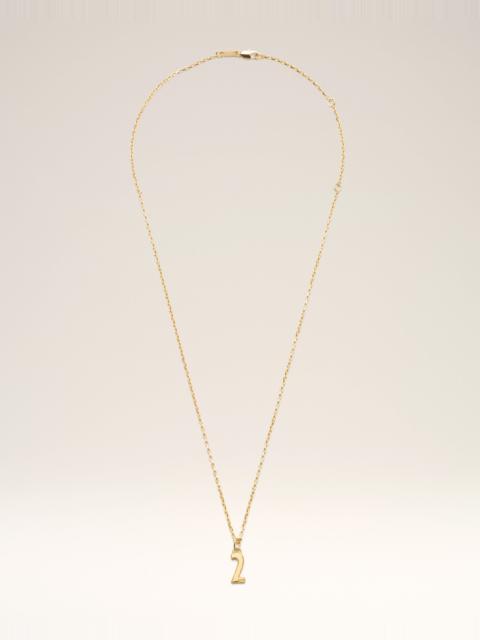 GOLD BRASS HAMMERED "2" PENDANT NECKLACE