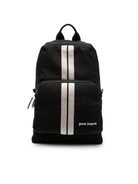 logo-embroidered striped backpack