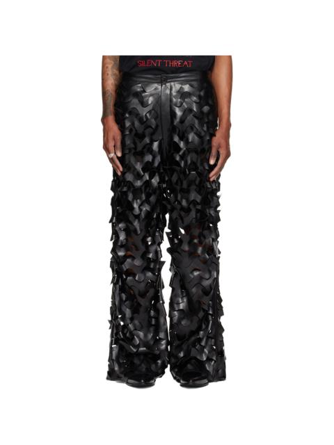 LU'U DAN Black Laser Cut Faux-Leather Trousers