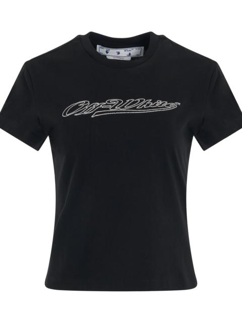OFF-WHITE Bling Baseball Fitted T-Shirt in Black/White