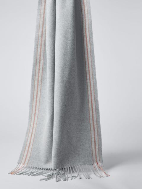 Brunello Cucinelli Silk scarf with striped edge and long fringe