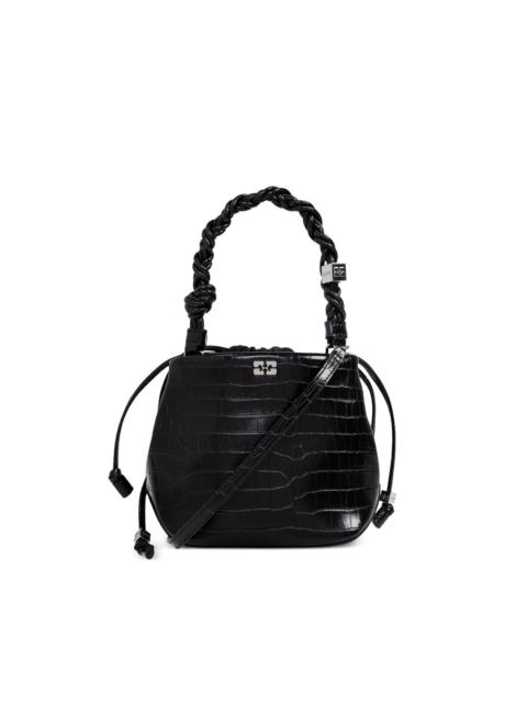 GANNI crocodile-embossed leather tote bag