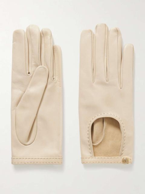 Valentino VLogo leather gloves Ivory