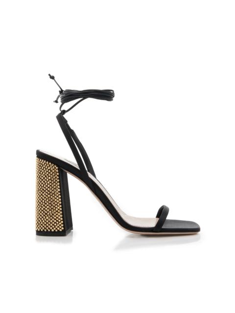 Miu Miu Crystal-Embellished Satin Sandals black
