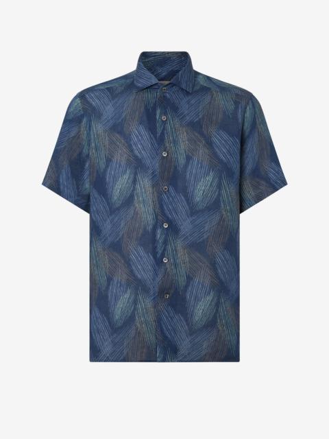 CORNELIANI Pure linen shirt in shades of blue
