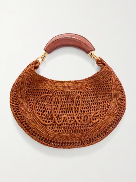 Chloé Summer Banana Leather-trimmed Embroidered Raffia Tote