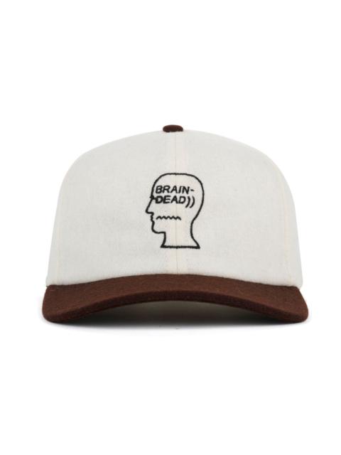 BRAIN DEAD Flannel Classic Logohead 6 Panel Hat - Cream/Brown
