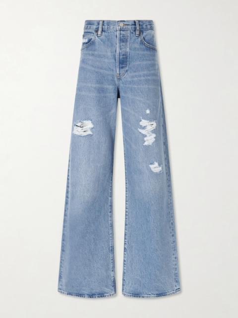 FRAME The Loose Distressed Mid-rise Straight-leg Jeans