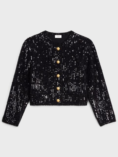 CELINE Embroidered cardigan in ribbed mohair