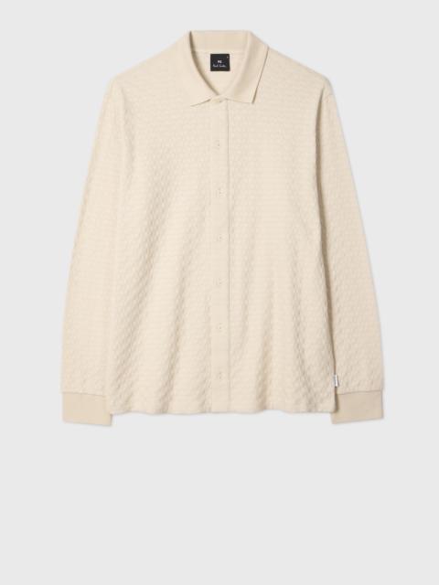 Paul Smith Ecru Textured Cotton Button-Front Polo Shirt