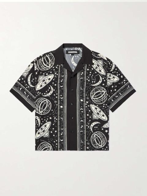 Cosmic Camp-Collar Printed Matte-Satin Shirt