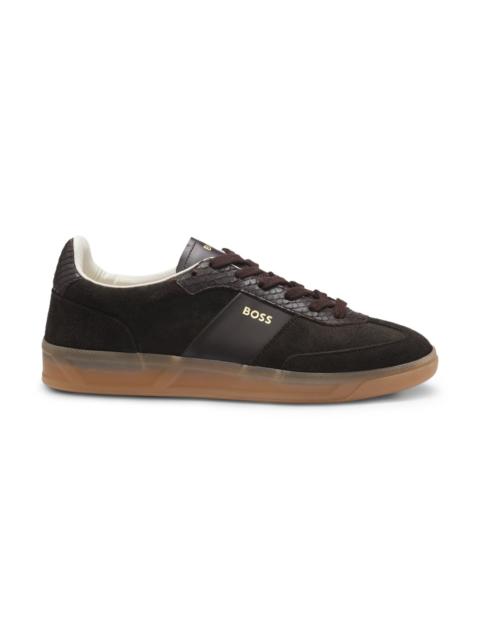 BOSS SNEAKERS IN LEATHER AND SUEDE WITH PYTHON-PRINT DETAILS