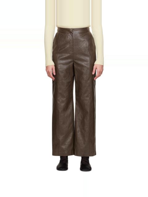 LVIR Brown Grained Faux-Leather Pants