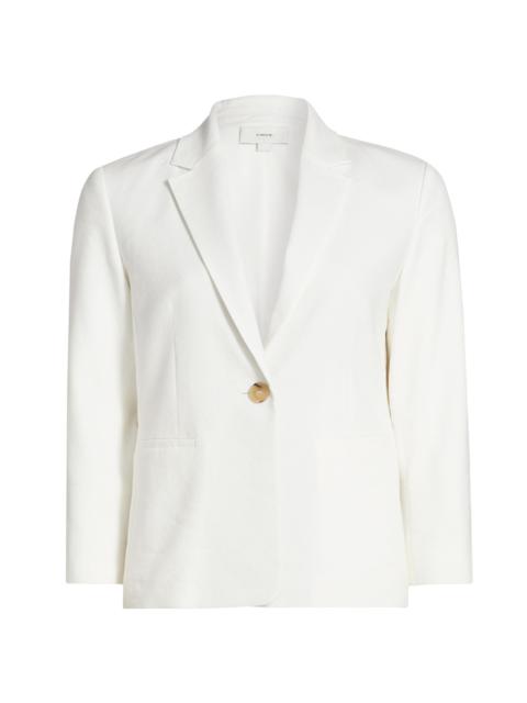 Vince Women's Shrunken Stretch Linen-Blend Blazer - Off White