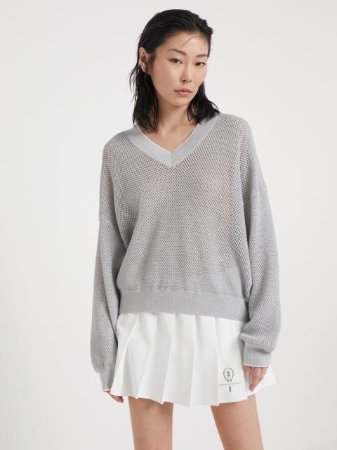 Cotton sparkling net sweater