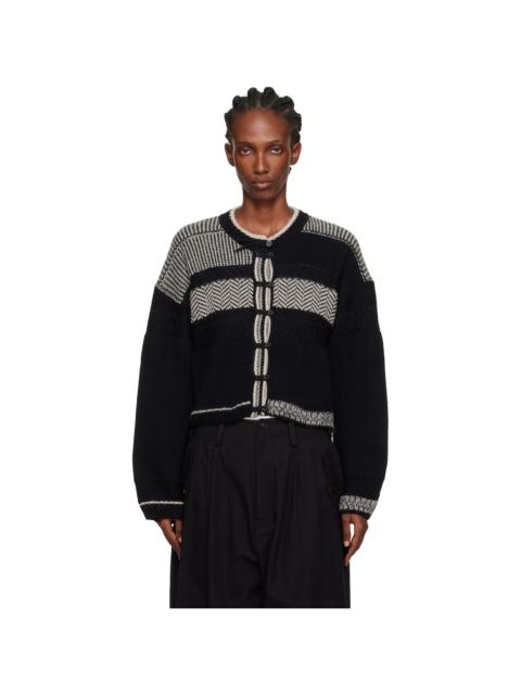 Y's Black Design Knit Cardigan