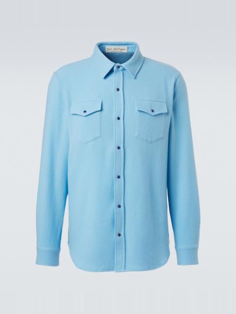 God’s True Cashmere Blue Lagoon cashmere shirt with lapis lazuli