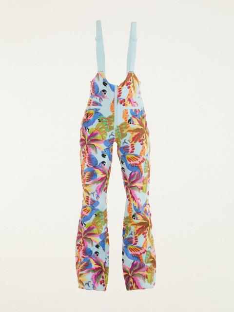 FARM RIO Blue Macaw Suspenders Ski Pants