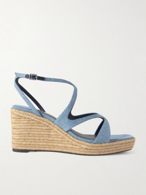 JIMMY CHOO Ayla 85 denim platform espadrilles Light denim