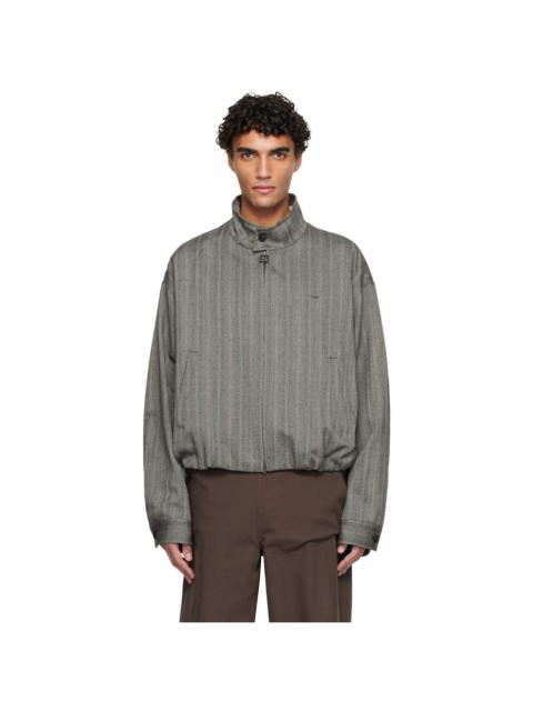 Wooyoungmi Gray High-Neck Banded Wool Jacket