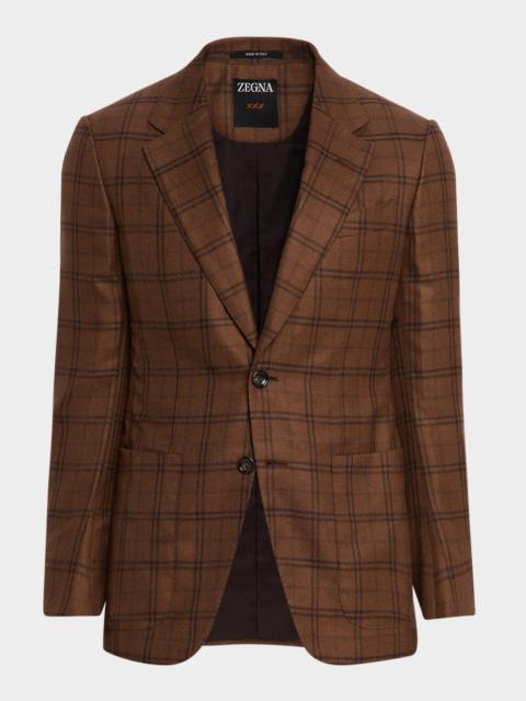 ZEGNA Men's Cashmere and Silk Plaid Patch-Pocket Sport Coat