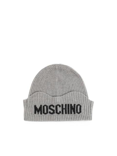 Moschino logo-intarsia ribbed beanie hat